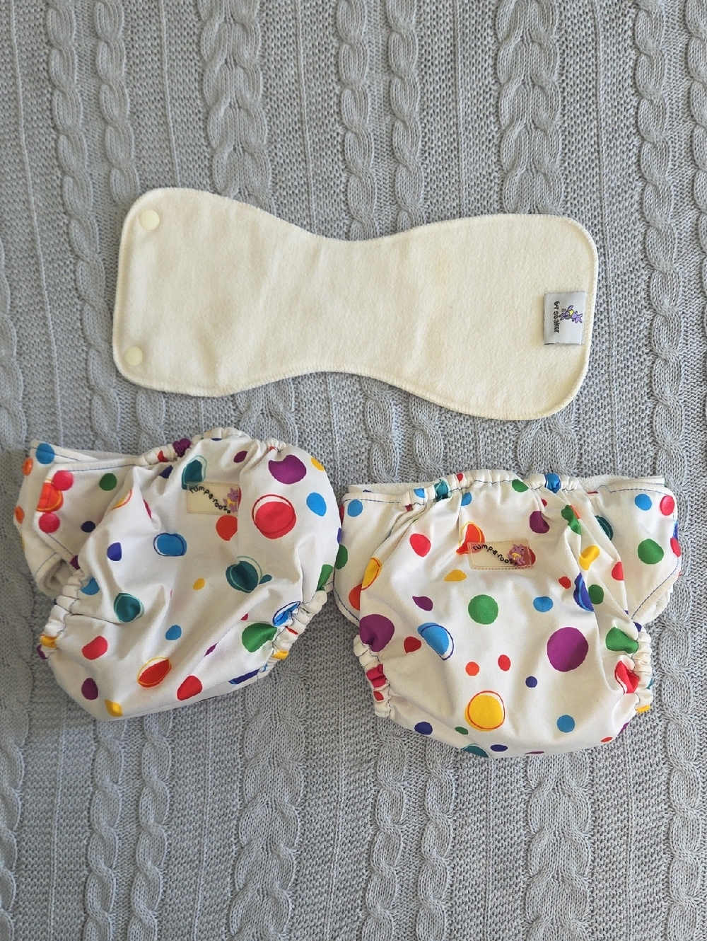 Rumparooz One Size Cloth Diaper Covers Set Polka Dot W/ 1 Newborn 6r Soaker